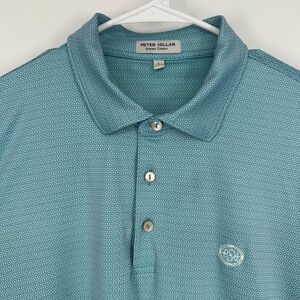 Peter Millar Summer Comfort Polo Shirt Mens Large Teal Geometric RSR - MS23EK05S